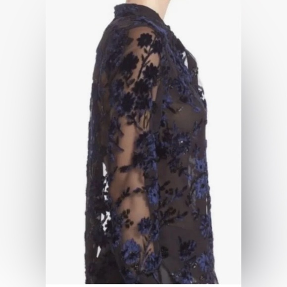 Alice + Olivia black and navy burnout sparkle beautiful top XS - Picture 2 of 7